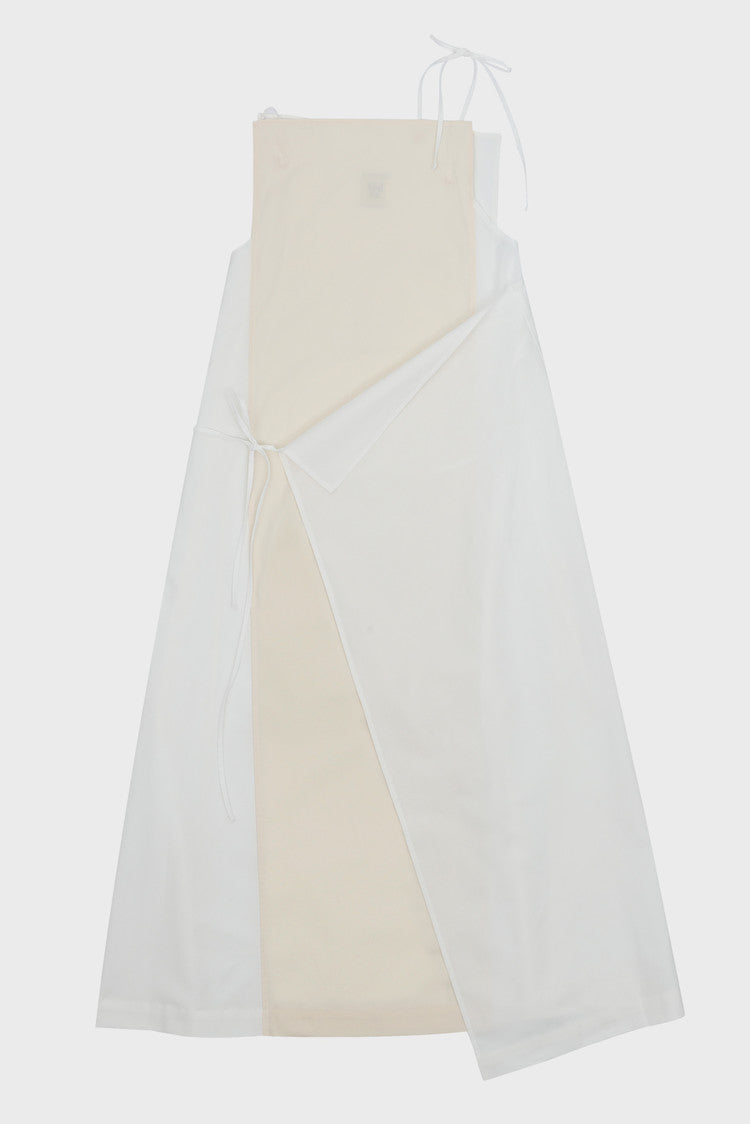 square wrap dress in white