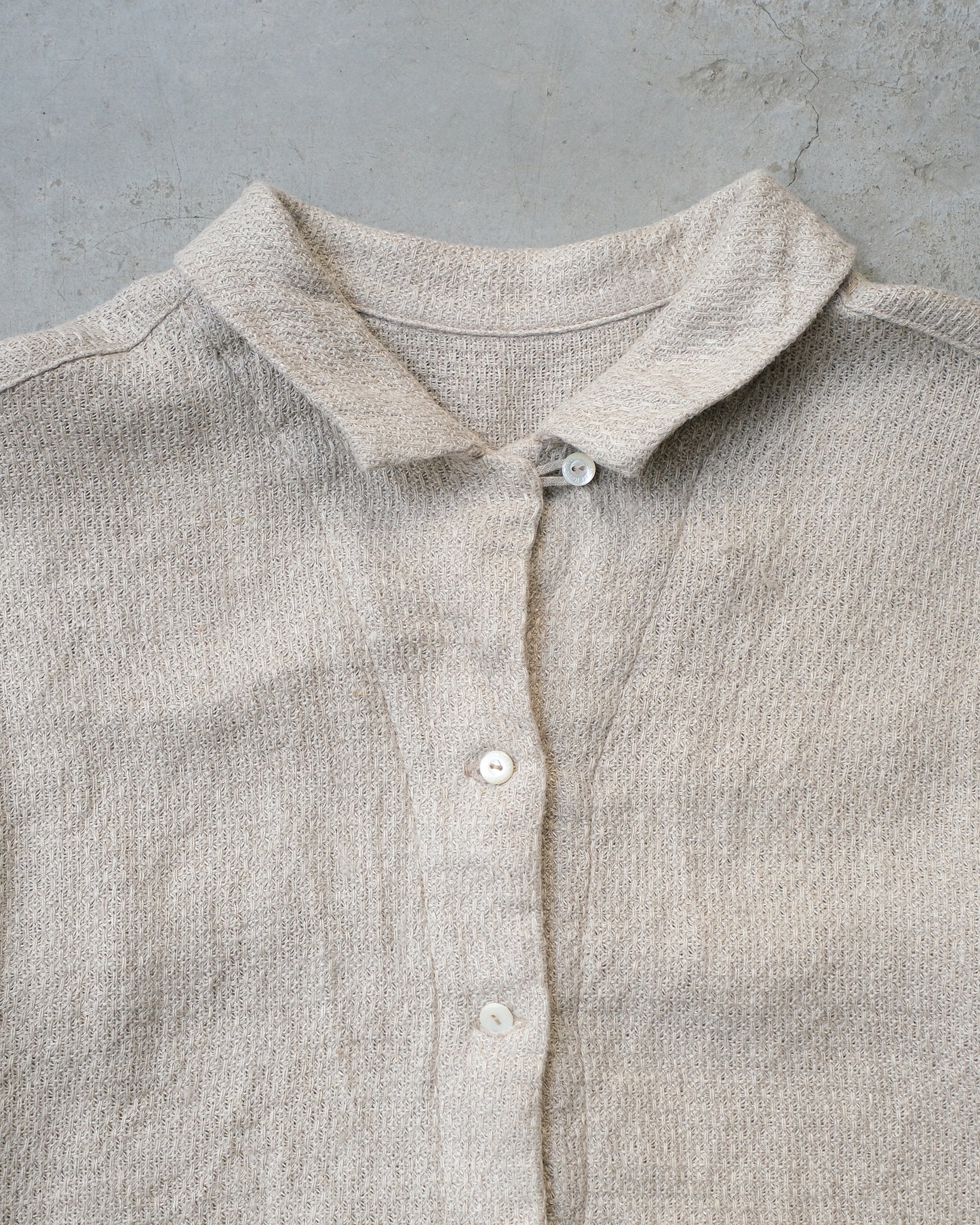 Linen Karami Weave Open Collar Shirt