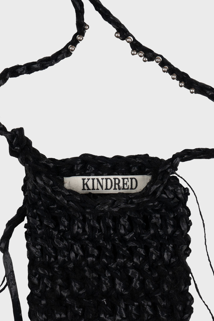 knitted phone bag in black