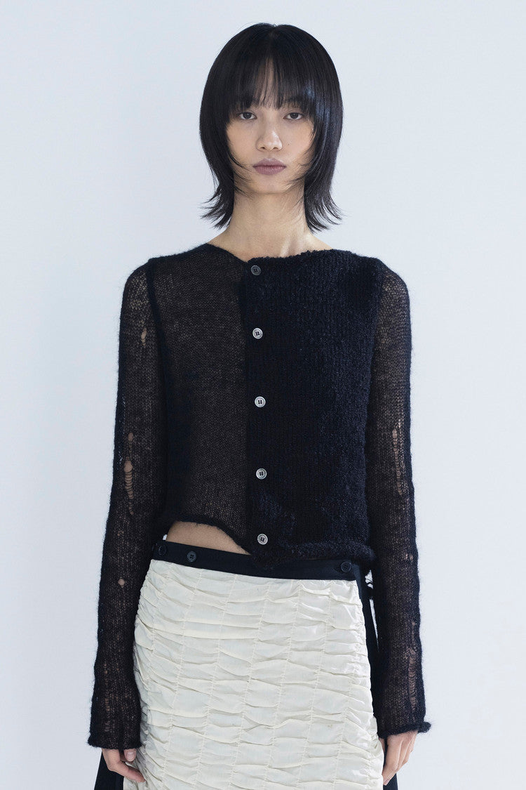 Paneled reversible cardigan