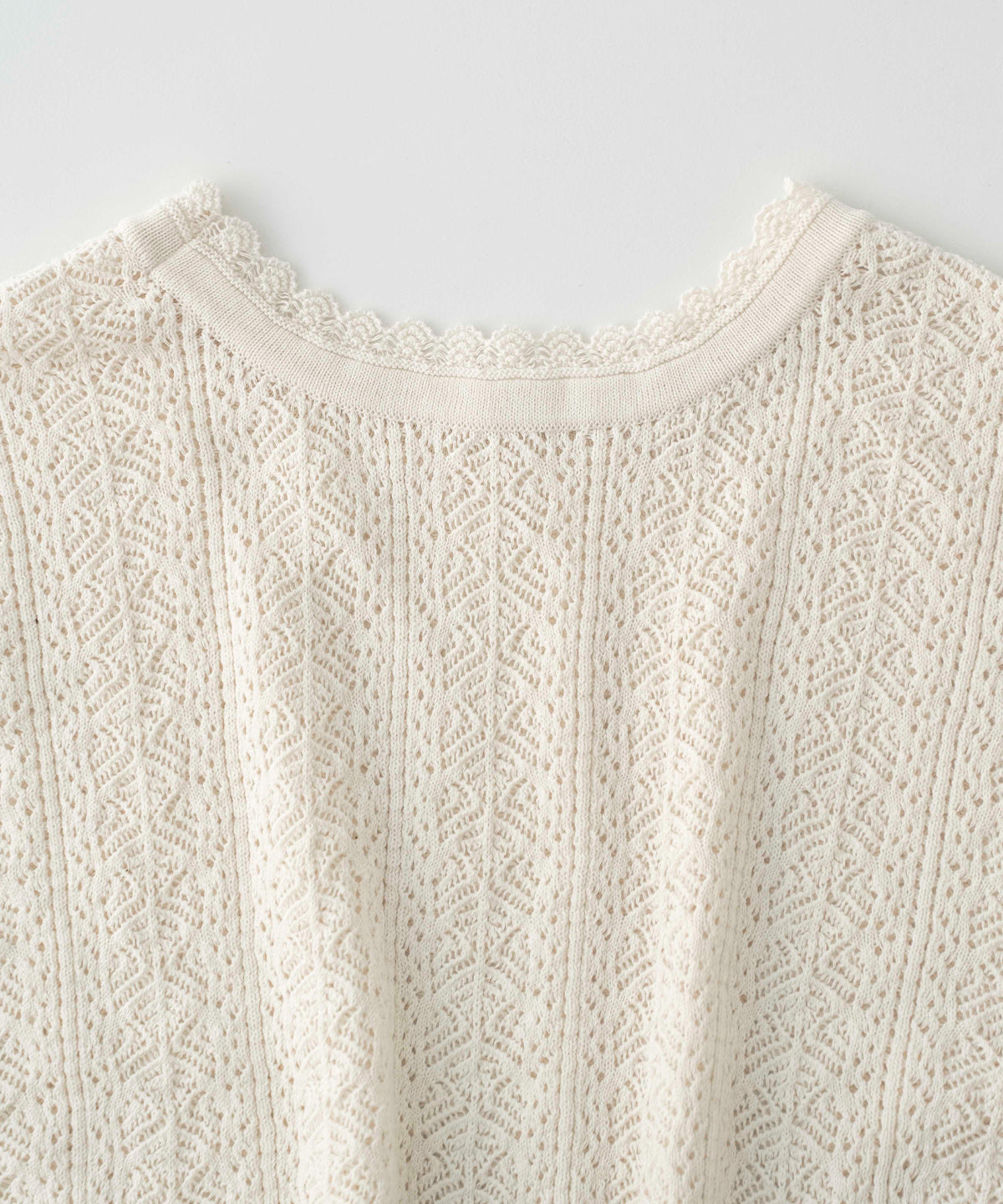 Openwork Lace Knit Vest - Ecru