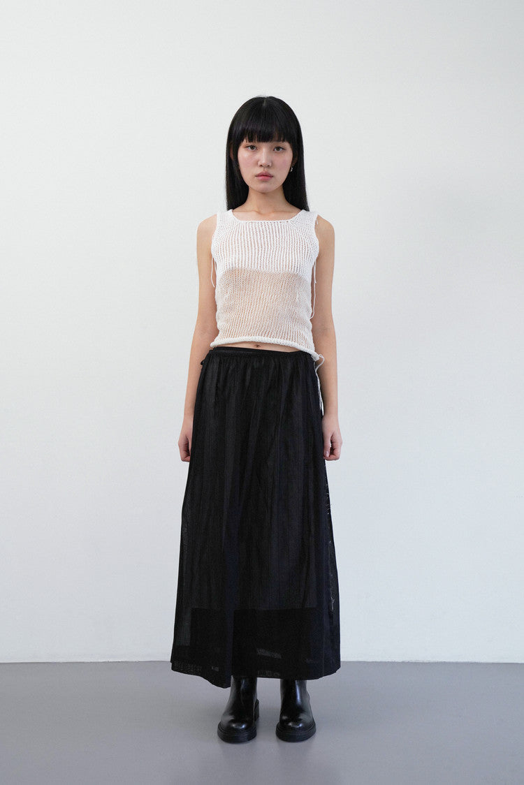 two toned knit sleeveless in white