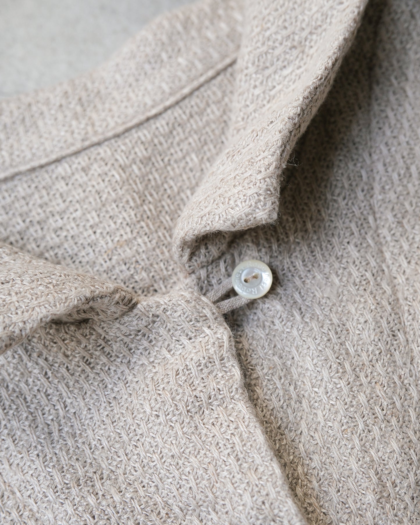 Linen Karami Weave Open Collar Shirt