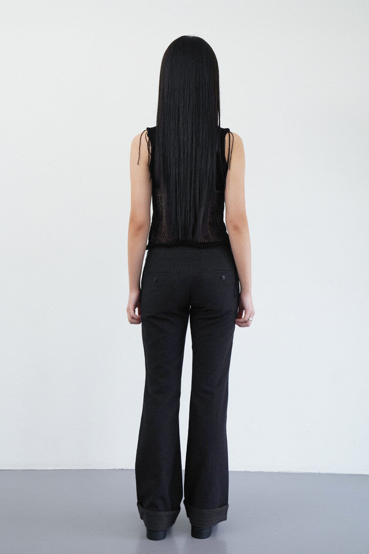 two toned knit sleeveless in black