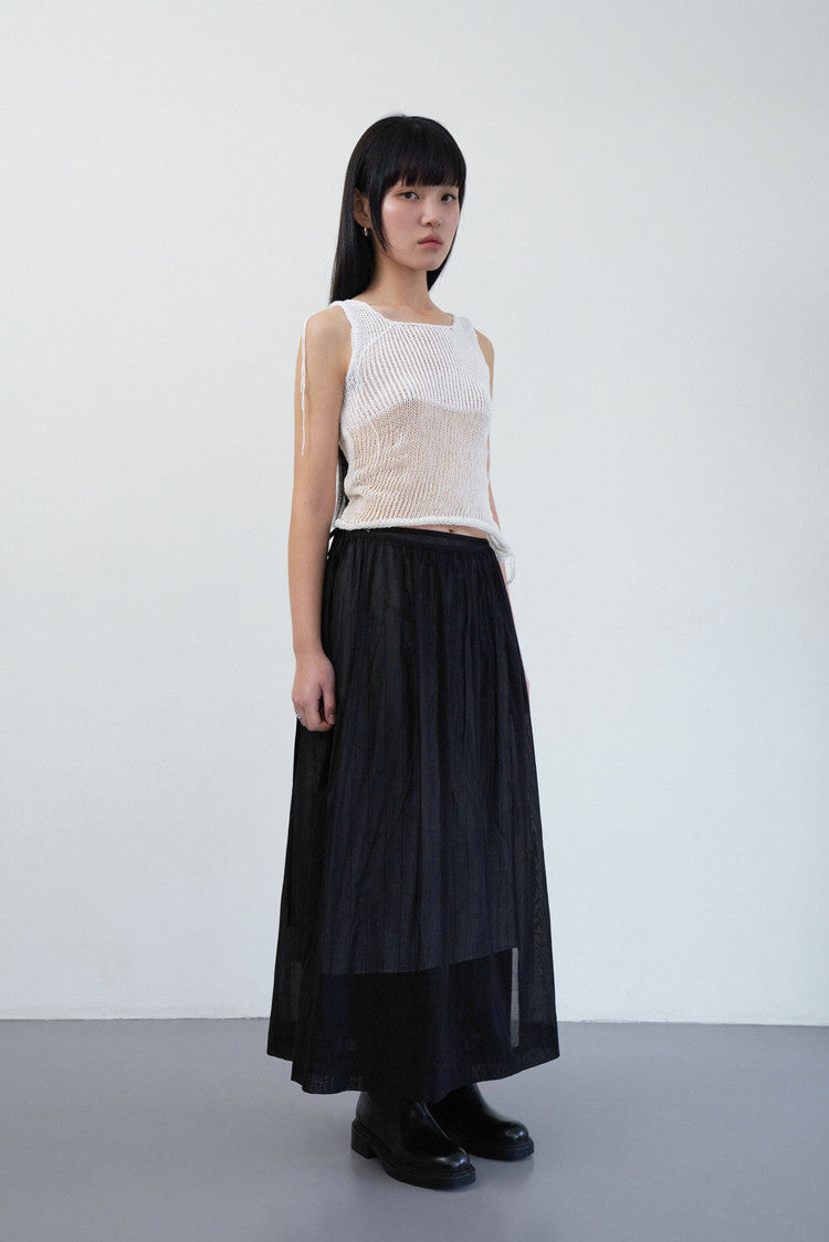 two toned knit sleeveless in white