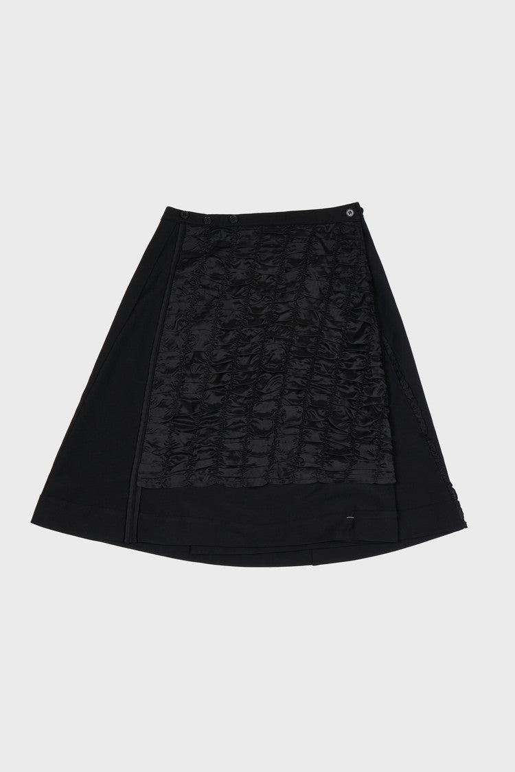 P Shirred lining wrap skirt in black