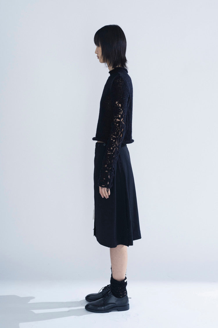 P Shirred lining wrap skirt in black