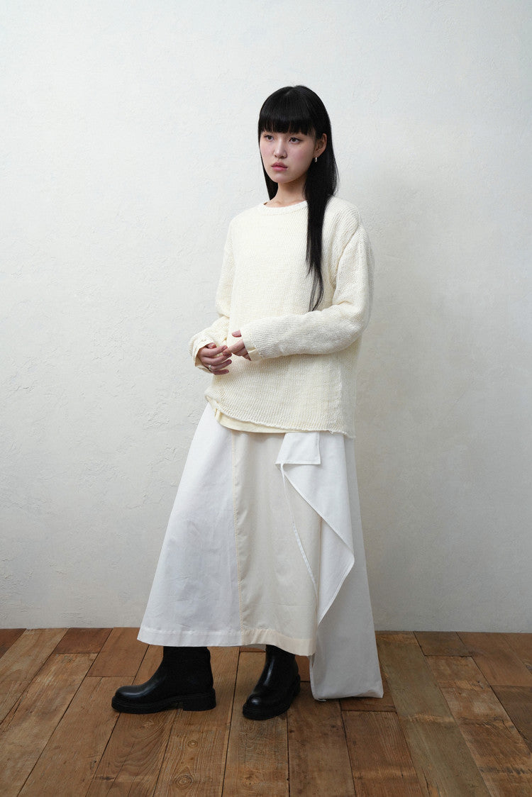 Double layered sweater in ivory
