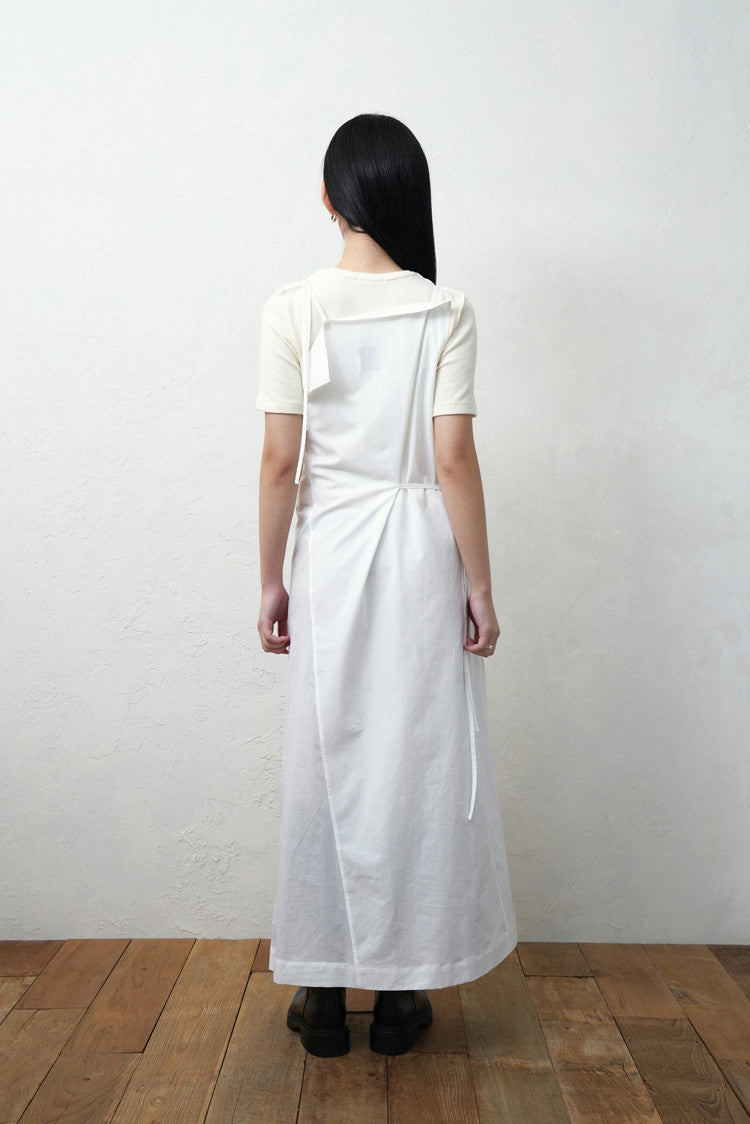 square wrap dress in white