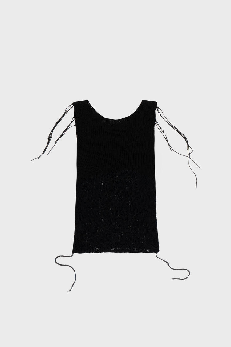 two toned knit sleeveless in black