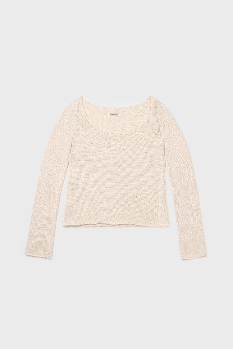 cotton scoop neck knit