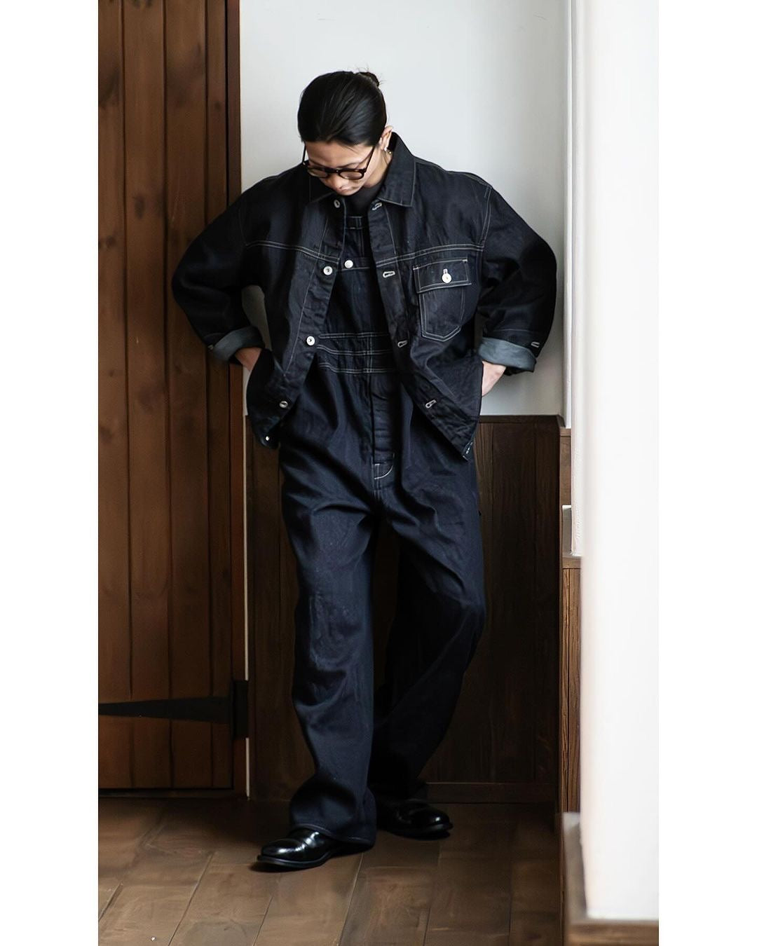 nest Robe | Navy Cotton Linen Denim Overalls