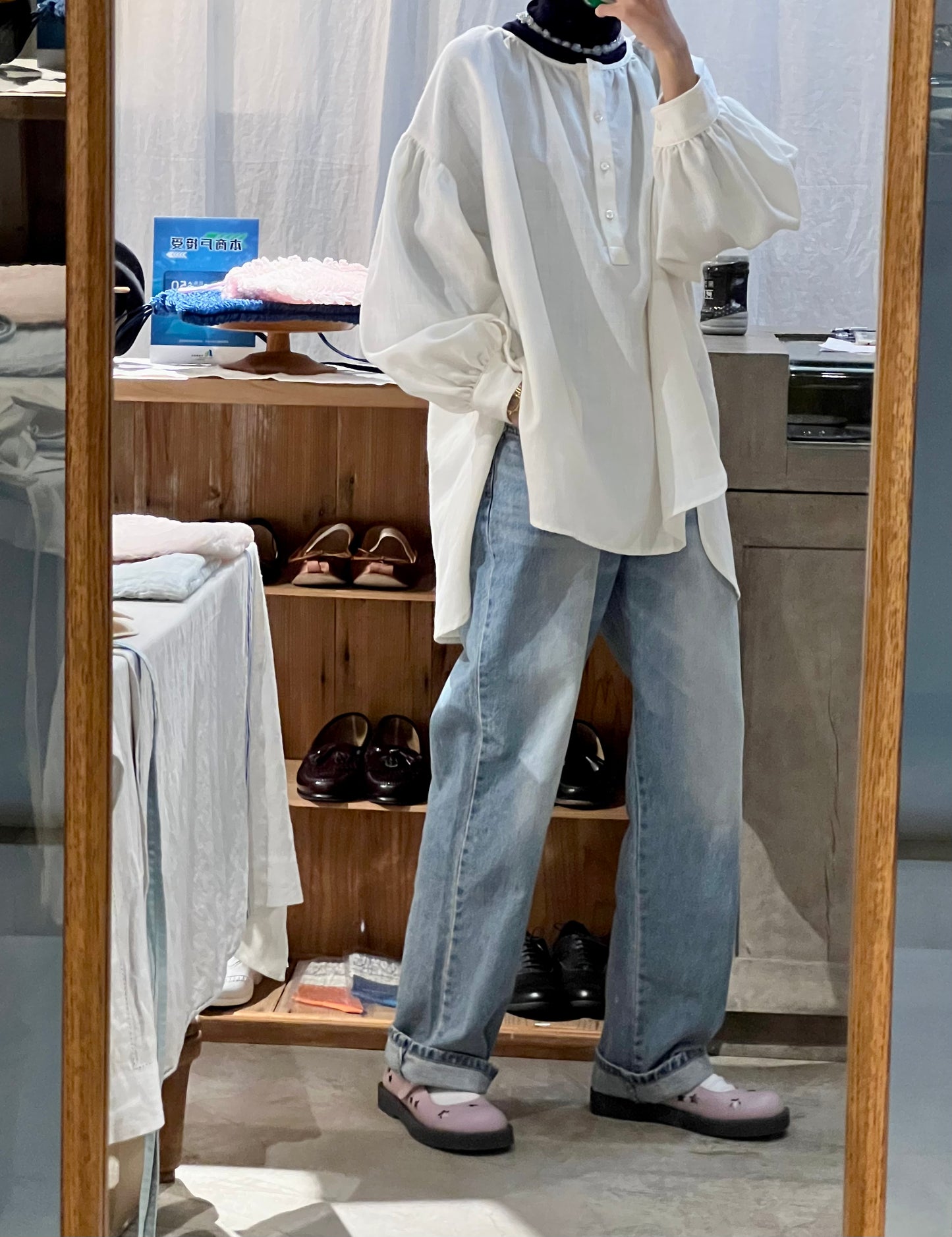 Puffy linen blouse
