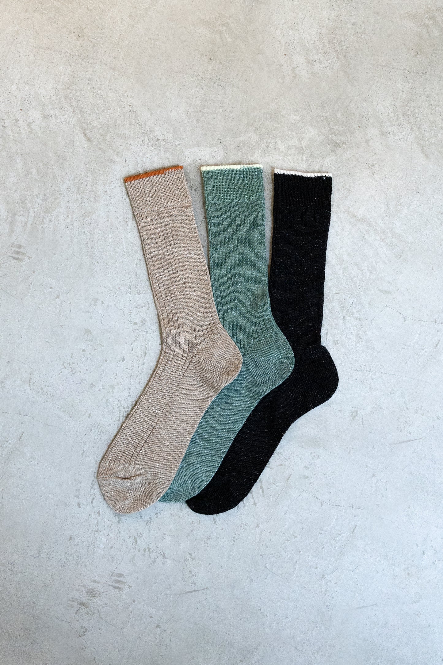 Linen lurex rib socks
