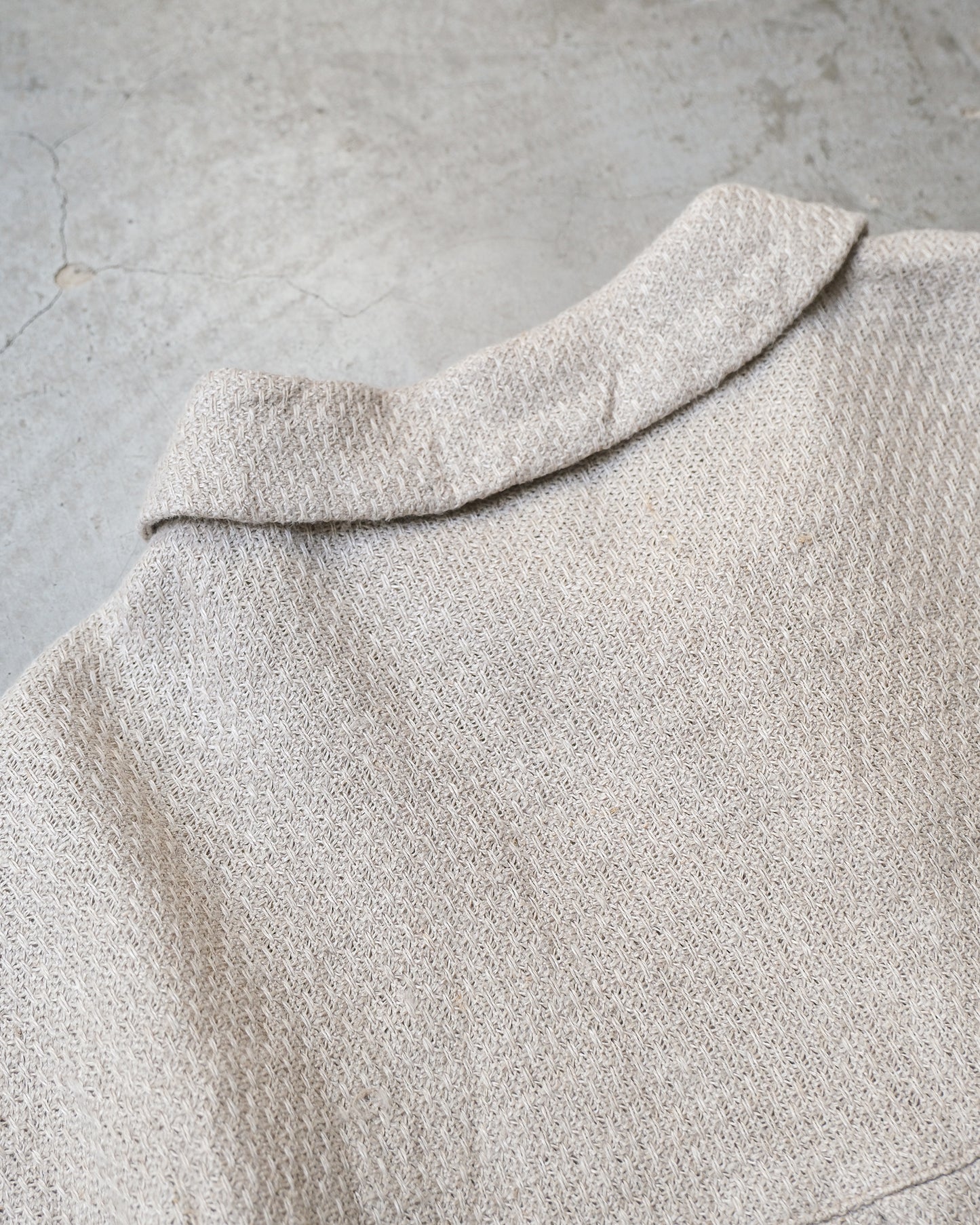 Linen Karami Weave Open Collar Shirt