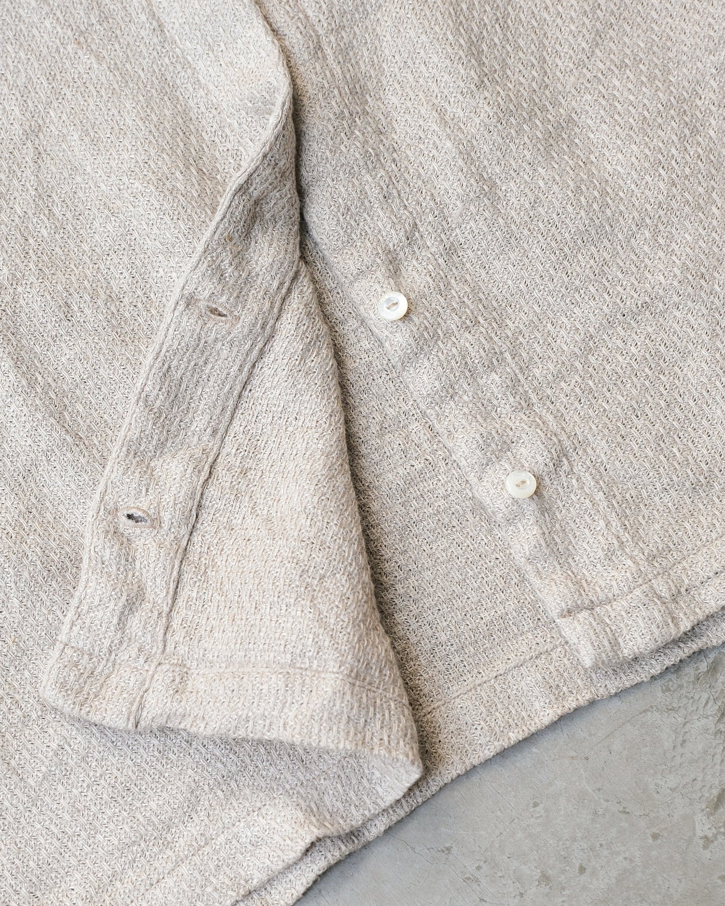 Linen Karami Weave Open Collar Shirt
