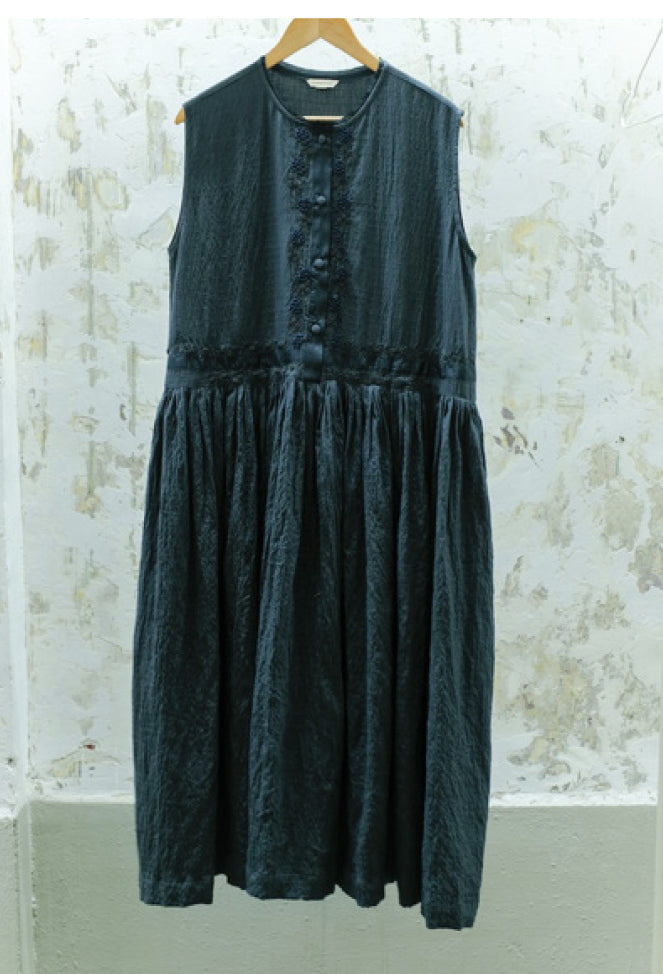 Iris Charcoal embroidered dress