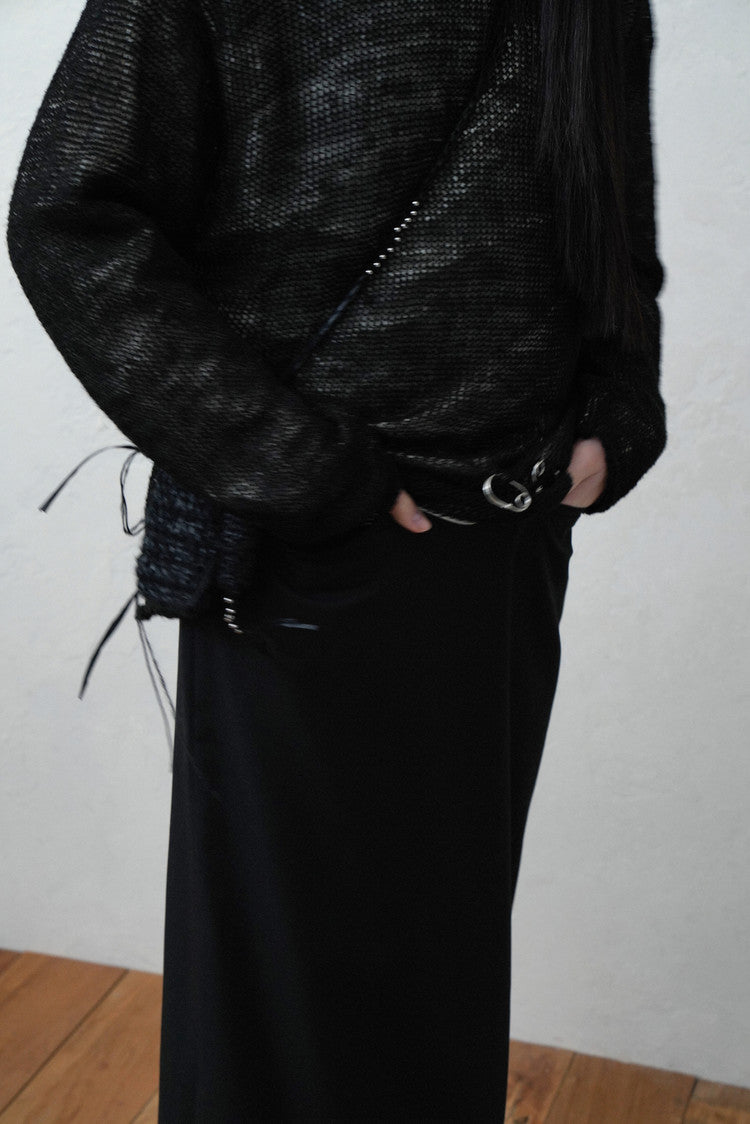 knitted phone bag in black