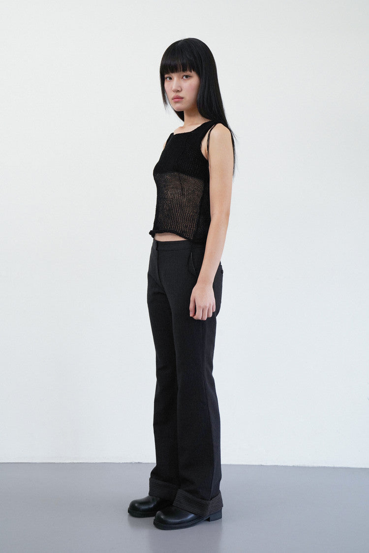 two toned knit sleeveless in black