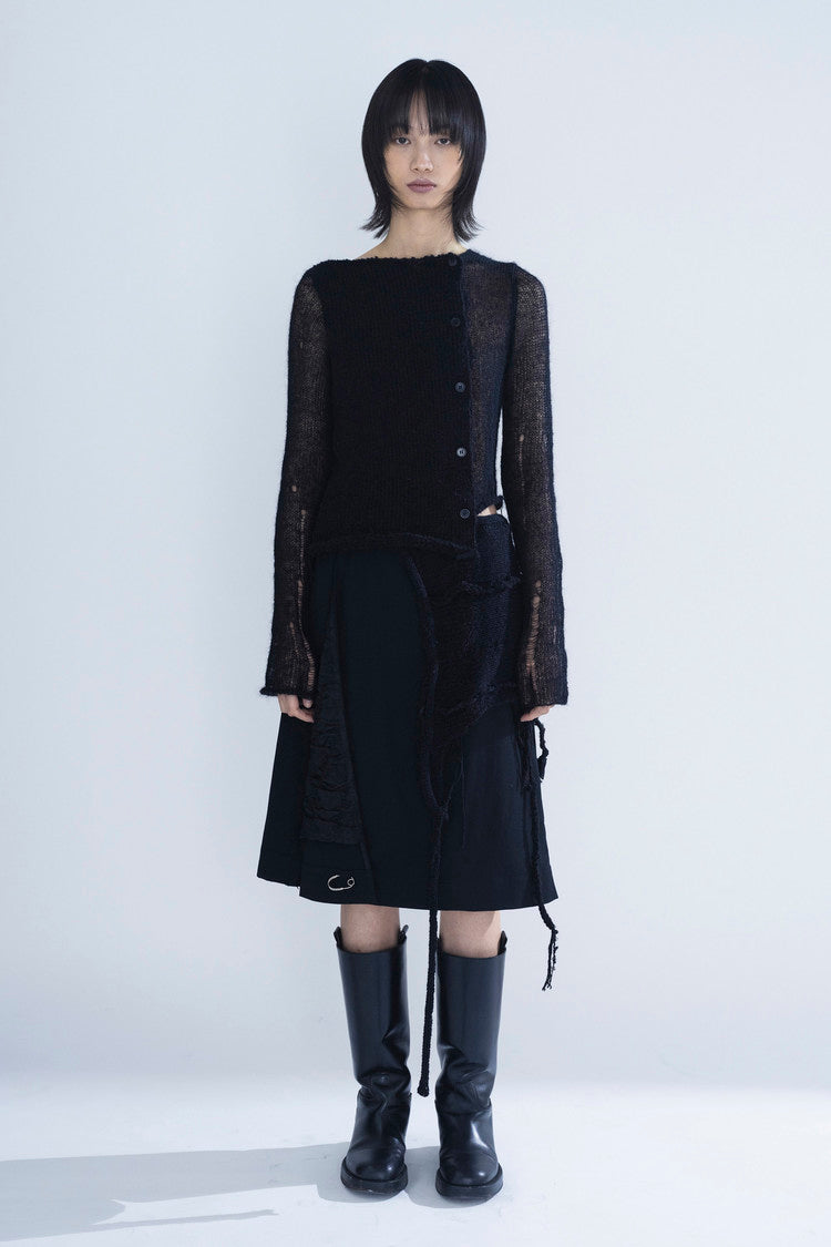 Paneled reversible cardigan
