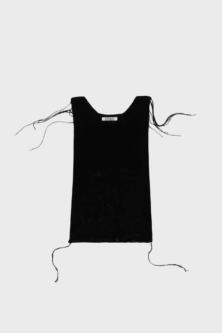 two toned knit sleeveless in black