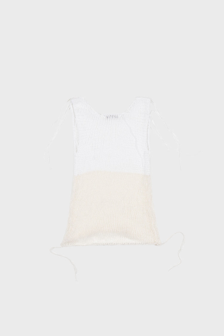 two toned knit sleeveless in white