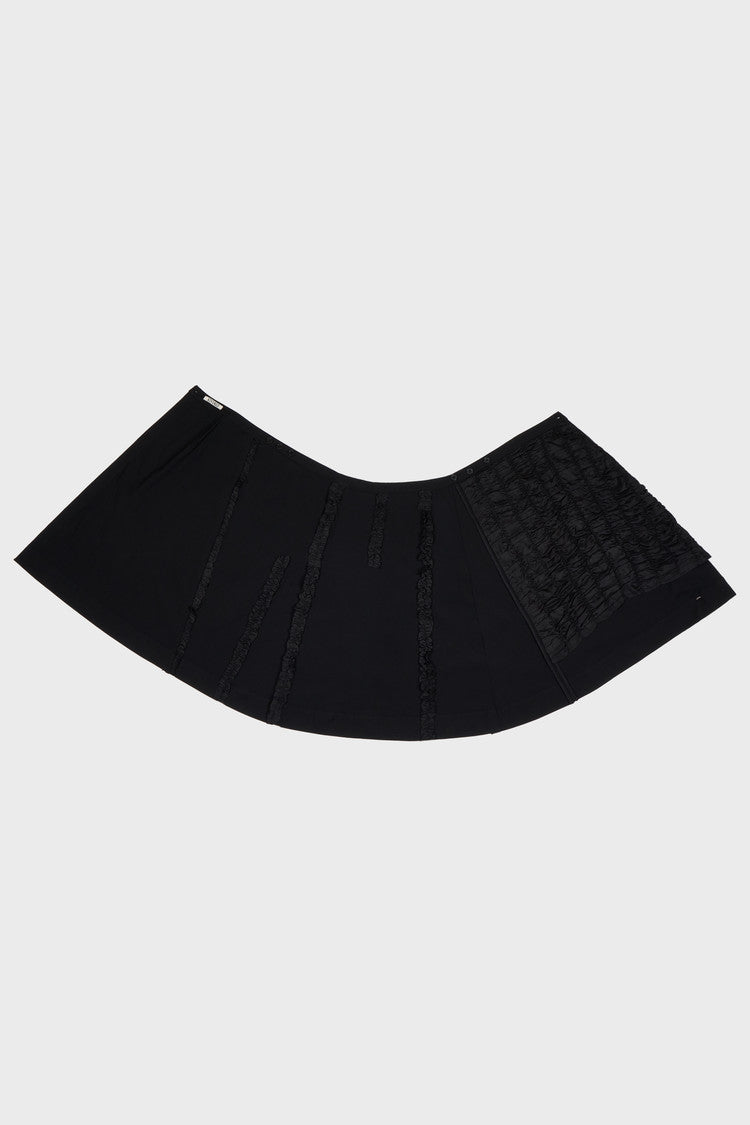 P Shirred lining wrap skirt in black