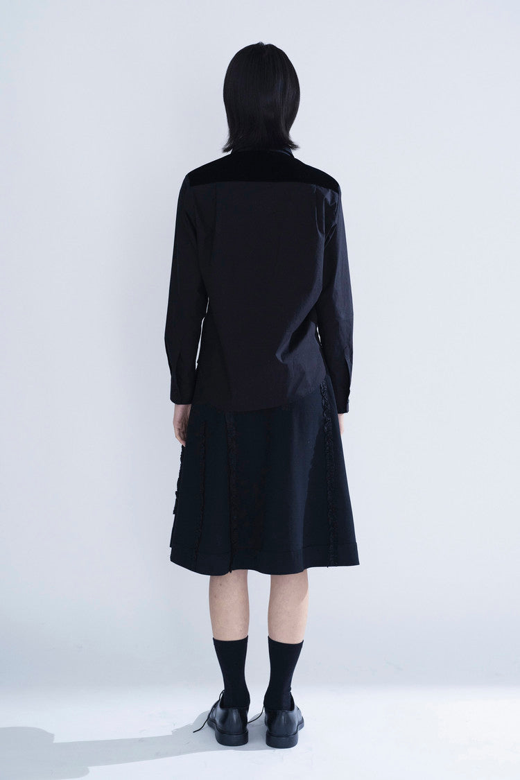 P Shirred lining wrap skirt in black