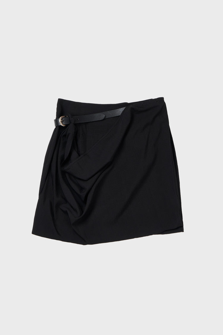 (Pre order) Belted pull-up midi skirt