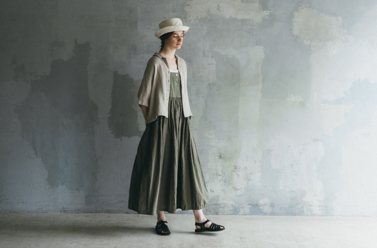 Linen Karami Weave Open Collar Shirt