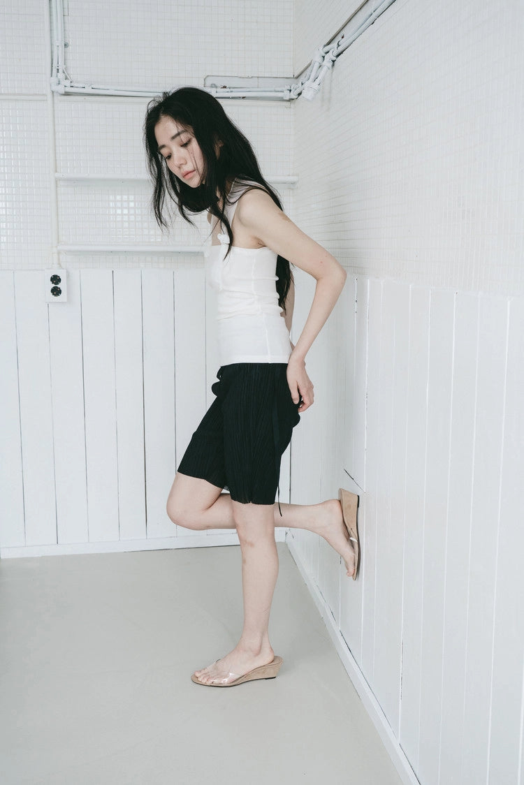 silky strap top in white