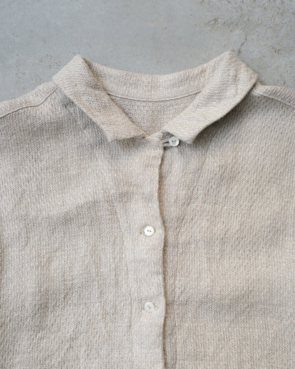 Linen Karami Weave Open Collar Shirt