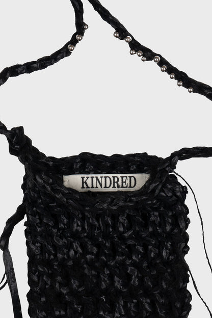 knitted phone bag in black