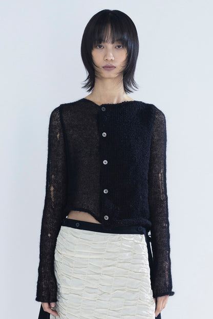 Paneled reversible cardigan