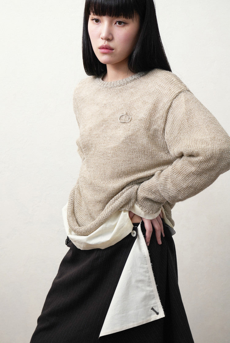 (Pre order)Double layered sweater in natural