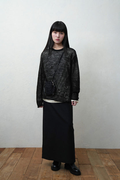 knitted phone bag in black