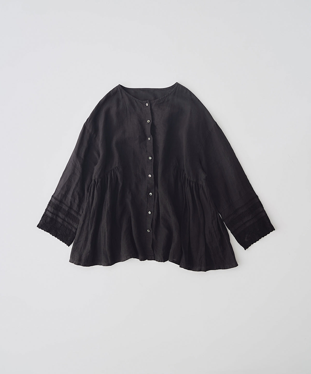 nest Robe | Linen Lace Side Gathered Two-way Blouse