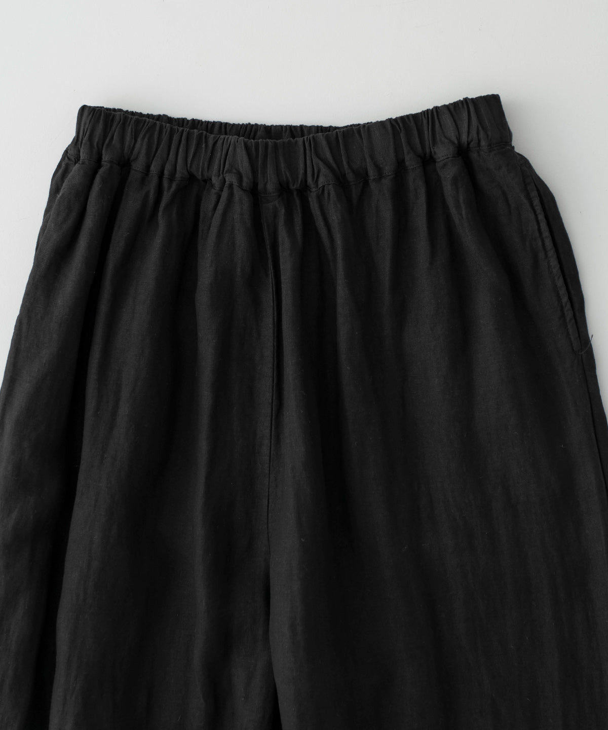 Linen Scallop Lace Frill Pants - Black