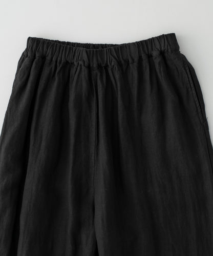 Linen Scallop Lace Frill Pants - Black