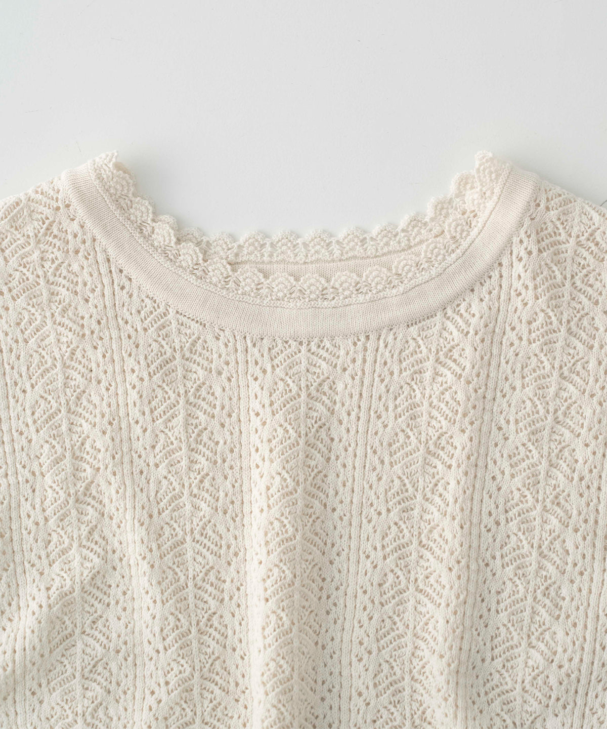 Openwork Lace Knit Vest - Ecru