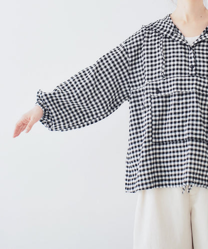nest Robe | Super Water-Repellent Linen Cotton Check Anorak