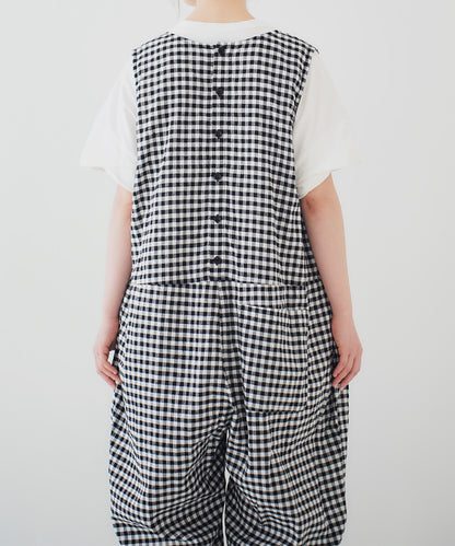 nest Robe |  Linen Cotton Check Salopette