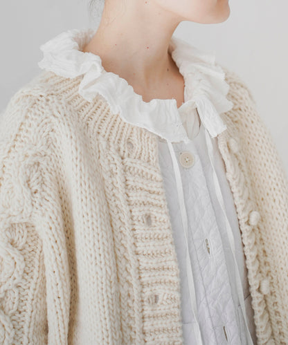 Peruvian Wool Cable Sleeve Knit Cardigan