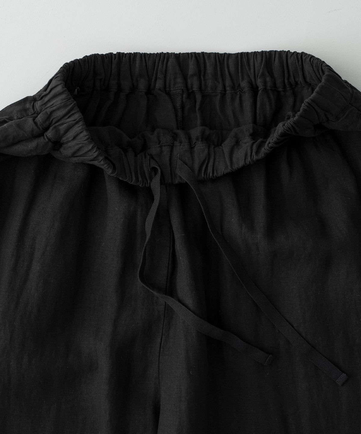 Linen Scallop Lace Frill Pants - Black