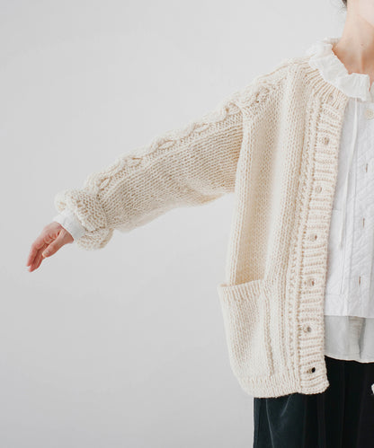 Peruvian Wool Cable Sleeve Knit Cardigan