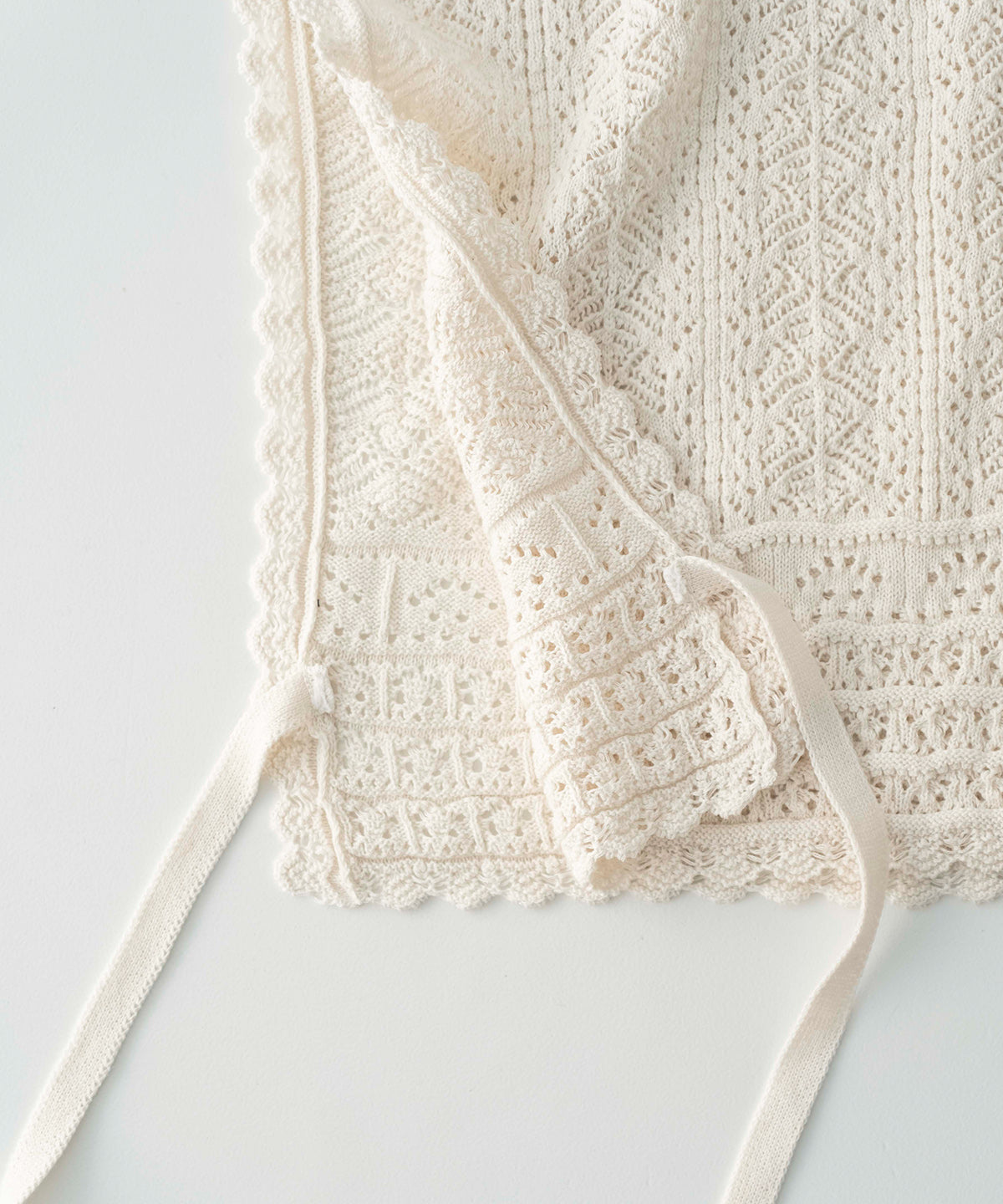 Openwork Lace Knit Vest - Ecru