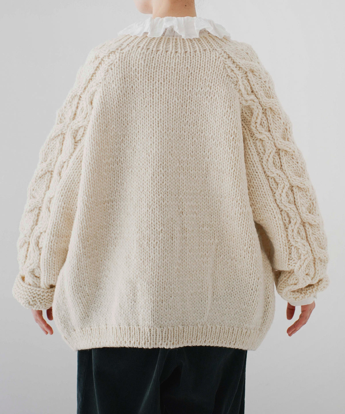 Peruvian Wool Cable Sleeve Knit Cardigan