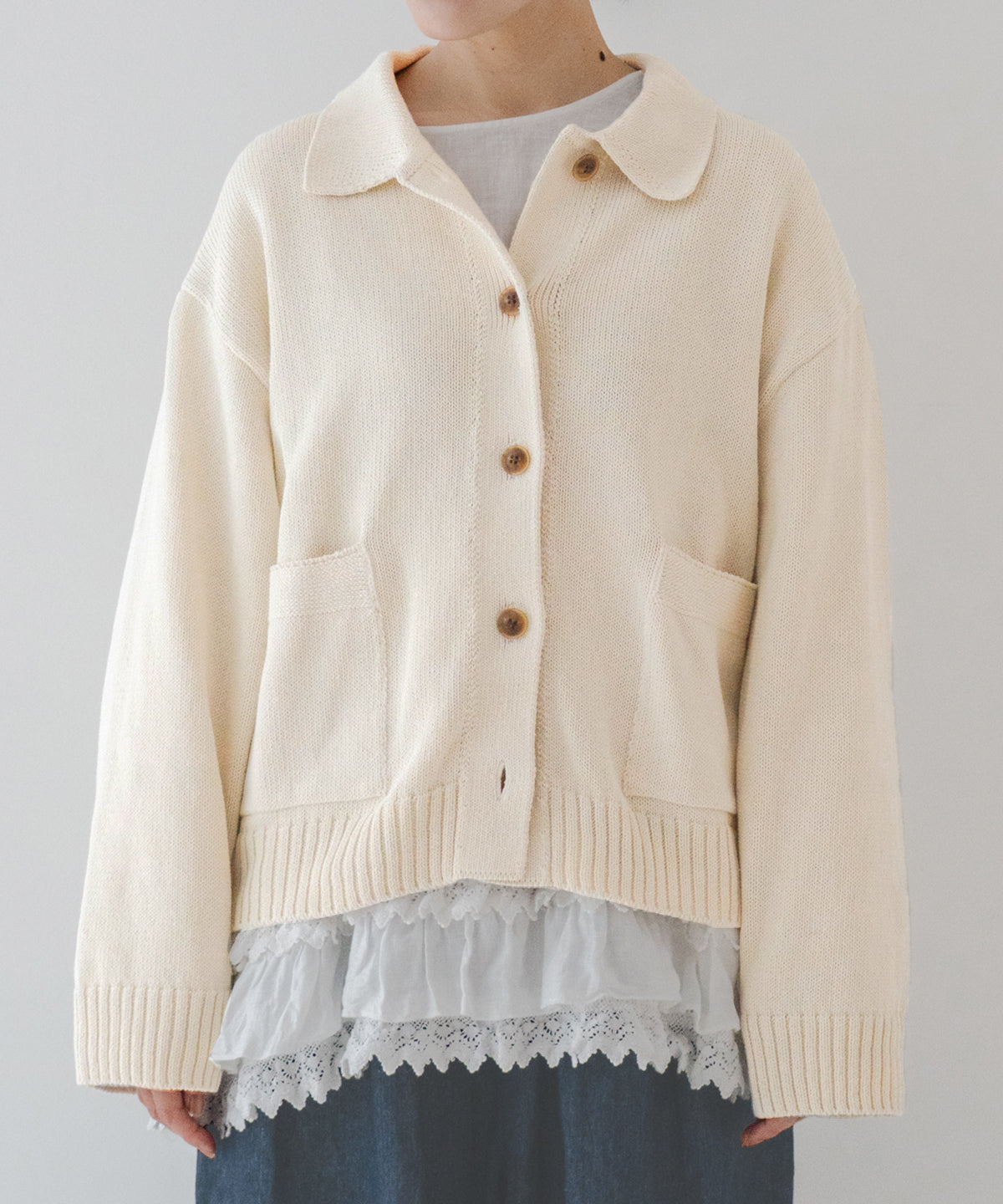 High Twisted Cotton Knit Jacket