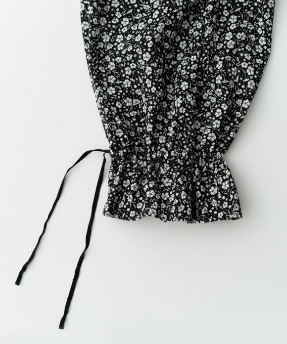 Linen Cotton Floral Flare-Hem Pants