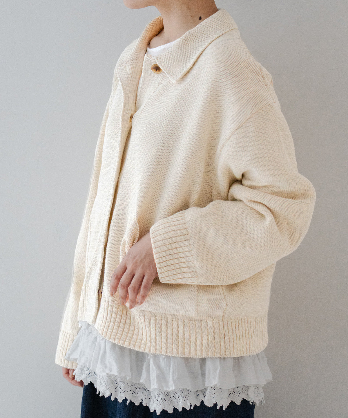 High Twisted Cotton Knit Jacket